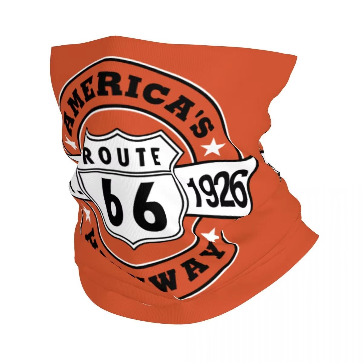 tour de cou moto America’s Highway Route 66, design rétro coloré, protection coupe-vent respirante pour motard aventurier