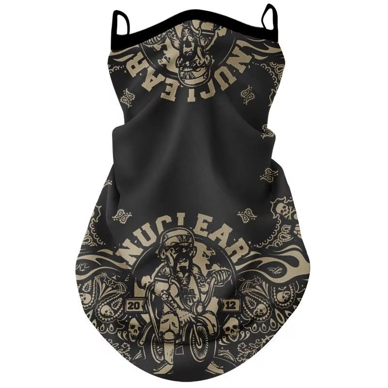 tour de cou moto long nuclear, chaud et respirant, fixation oreilles, unisexe, compatible casque moto, usage toute saison