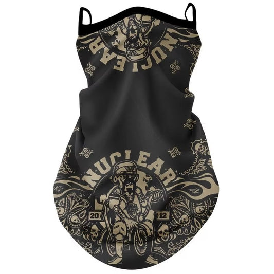 tour de cou moto long nuclear, chaud et respirant, fixation oreilles, unisexe, compatible casque moto, usage toute saison