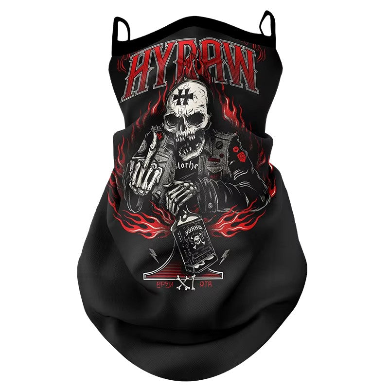 tour de cou moto long squelette Hyraw, design tête de mort audacieux, accessoire respirant avec fixation oreilles pour motard rebelle