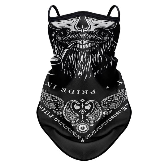 tour de cou moto long avec motif tête de mort, design biker noir, protection respirante et fixation oreilles, pour motard rebelle