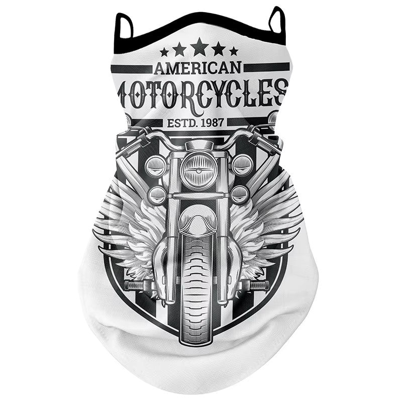 tour de cou moto long vintage american motorcycles, chaud et respirant, motif rétro, fixation oreilles, compatible casque moto