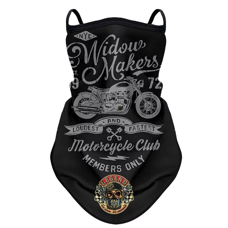 tour de cou moto long Widow Makers, design biker sombre avec fixation oreilles, accessoire respirant et coupe-vent pour motard exigeant