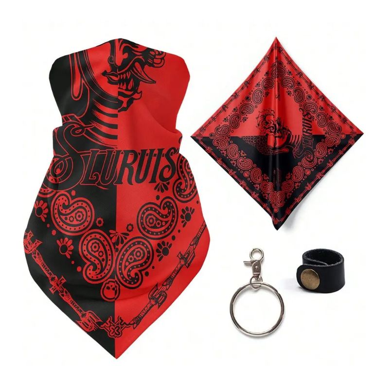 Tour de cou moto rouge et noir coupe-vent avec design biker et accessoires