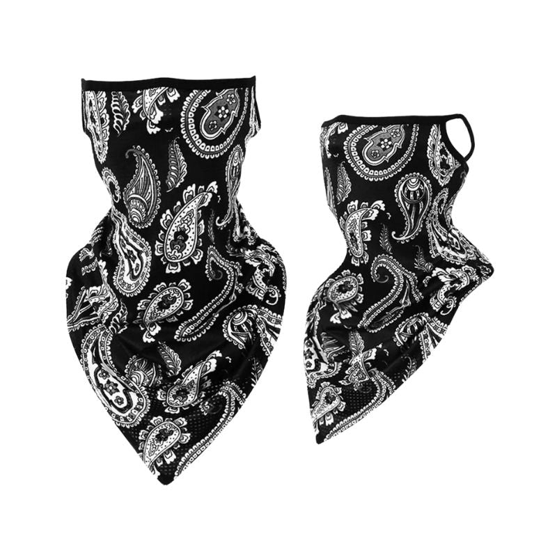Tour de cou moto motif paisley noir et blanc pour protection coupe-vent motard