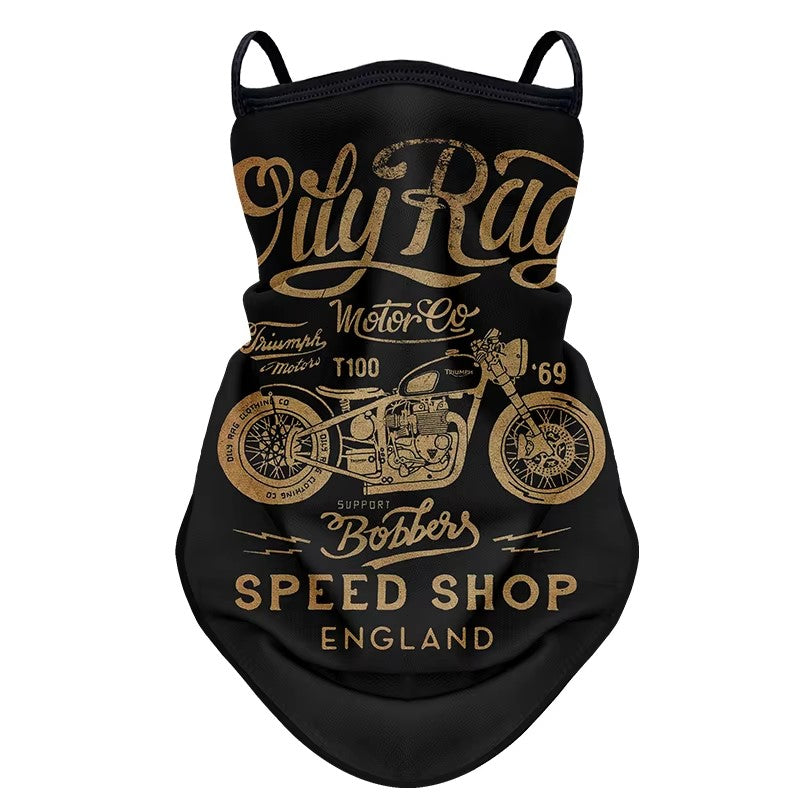 tour de cou moto Oily Rag avec fixation oreilles, design sobre et respirant pour motard, protection coupe-vent confortable