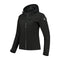 Veste de moto femme softshell noire avec protections CE et capuche amovible