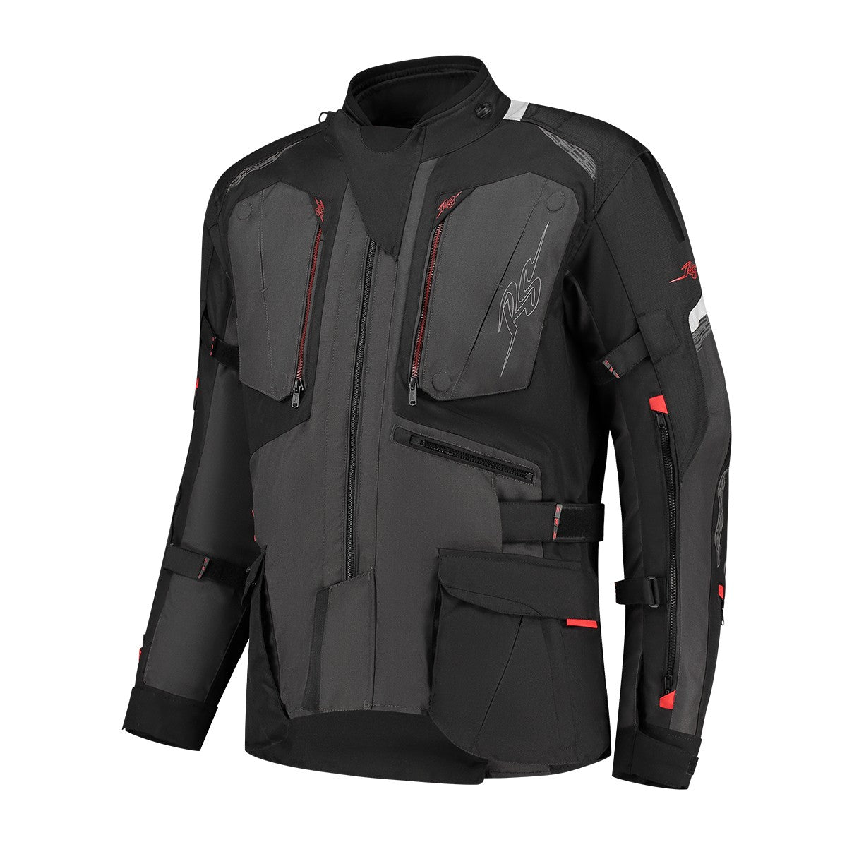 Blouson moto homme Rusty Stitches Jack Cliff AA gris et noir, protections CE AA.