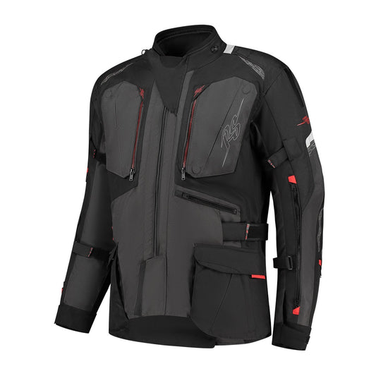 Blouson moto homme Rusty Stitches Jack Cliff AA gris et noir, protections CE AA.