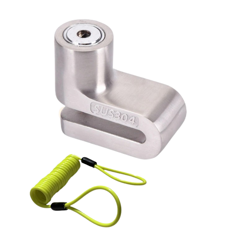bloque disque antivol en acier inox sus304 pour moto et scooter avec câble jaune et deux clés