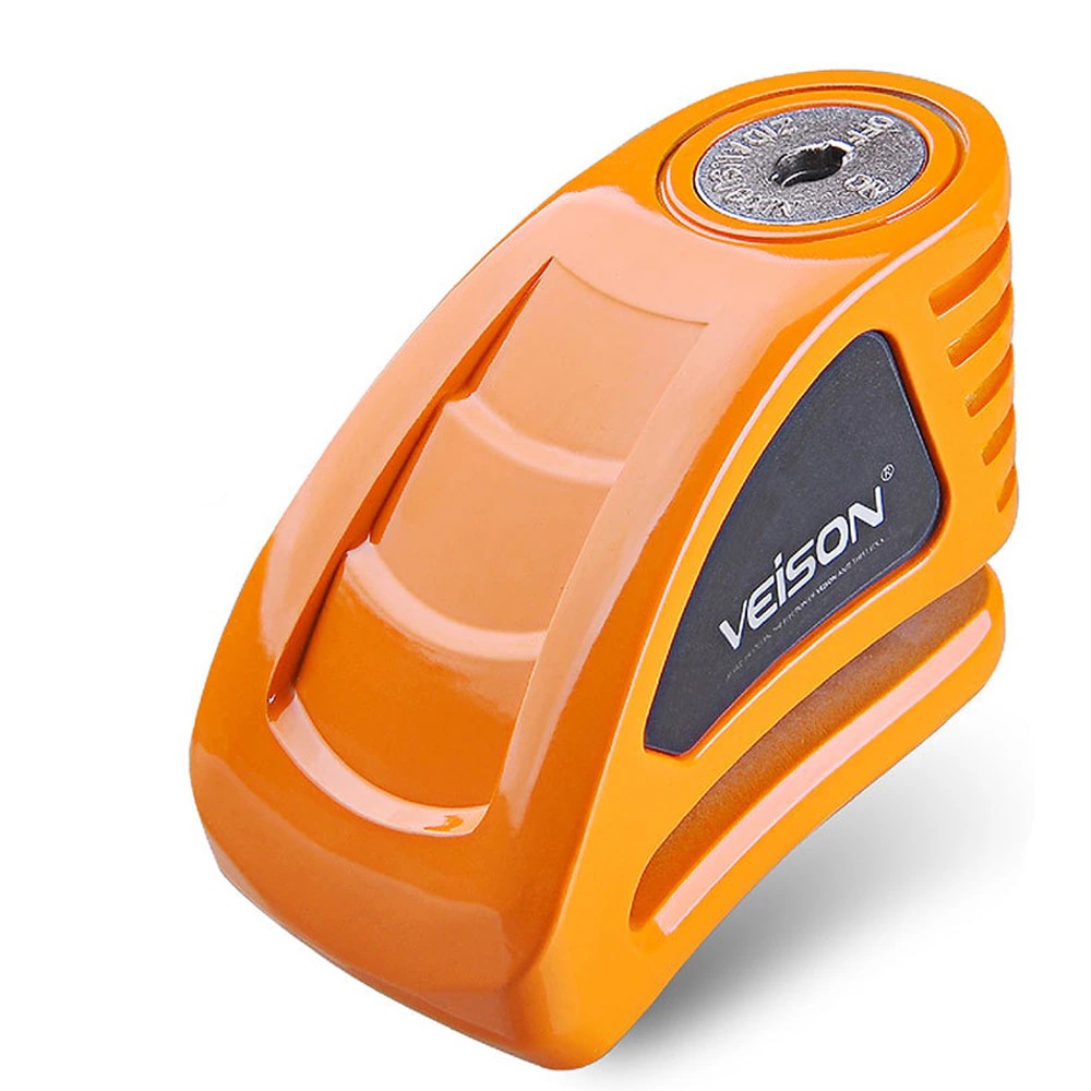 bloque disque antivol veison orange en acier pour moto et scooter avec verrouillage à clé