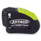 Bloque disque moto SRA Artago 14mm avec alarme 120dB ultra résistant jaune compact