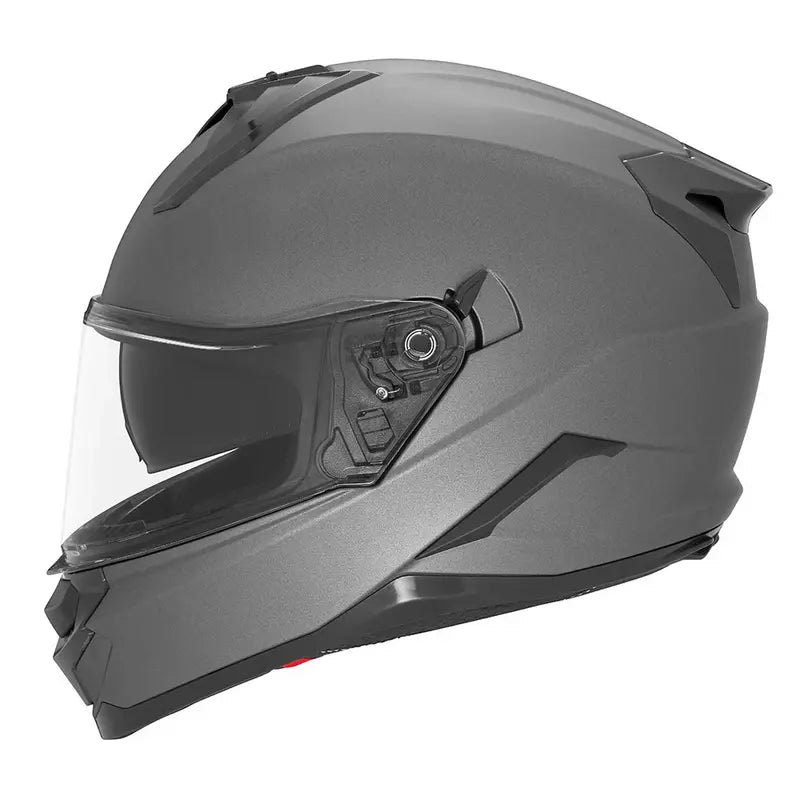 Casque intégral Nox N304S titanium mat, design sportif aérodynamique.