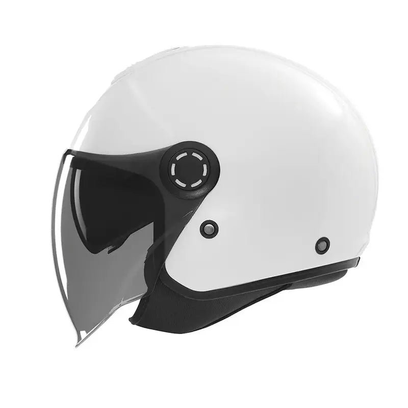 Casque jet Nox N182 blanc en polycarbonate, design urbain, double visière.