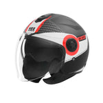 Casque jet - N182 Round noir mat rouge - Vignette | Boutique biker