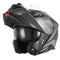 Casque modulable Nox N967 Conquer noir mat, graphismes argentés, mentonnière rétractable.
