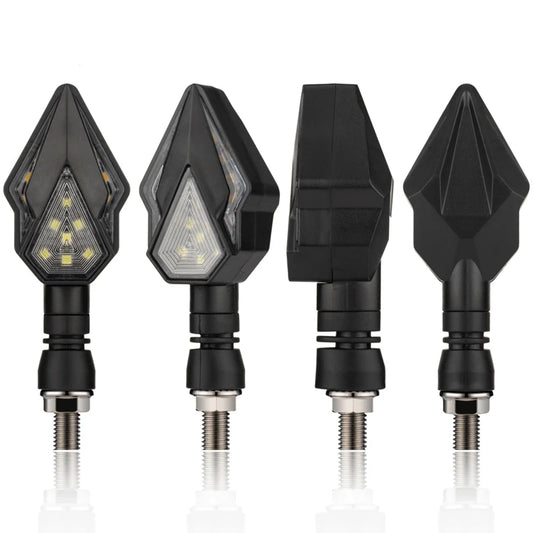 clignotants moto LED noirs design flèche agressif pour sécurité et style
