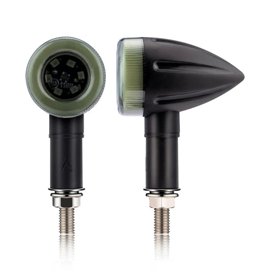 Clignotant LED rond homologué pour moto Café Racer noir mat