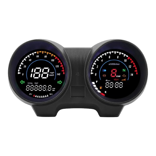 Compteur vitesse moto numérique sans fil ABS, écran LED, jauge carburant, double cadran.