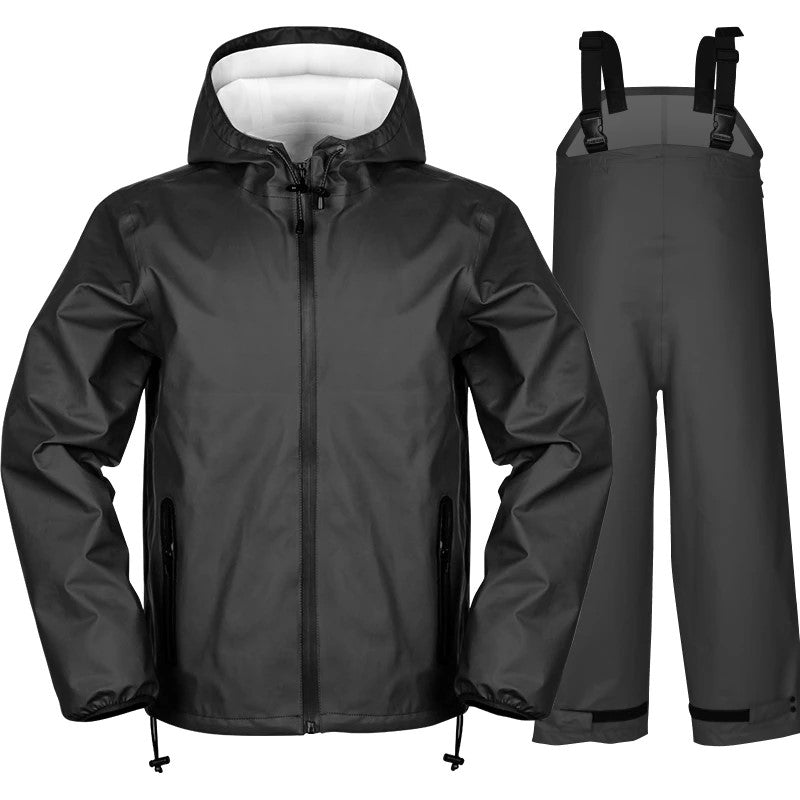 ensemble pluie moto imperméable homme femme veste capuche pantalon salopette