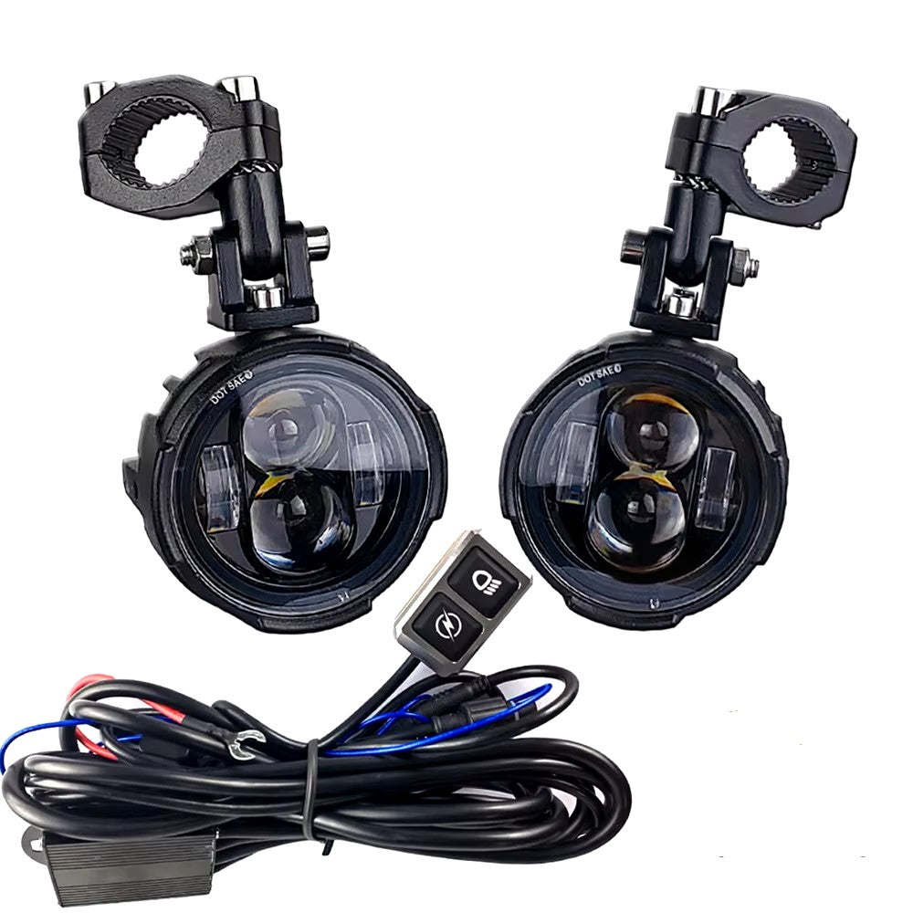 Feux additionnels moto LED Night Blaster 100W bicolores, aluminium étanche IP67.