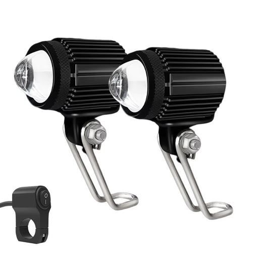 paire de feux LED additionnels moto sur rampe avec interrupteur guidon étanche