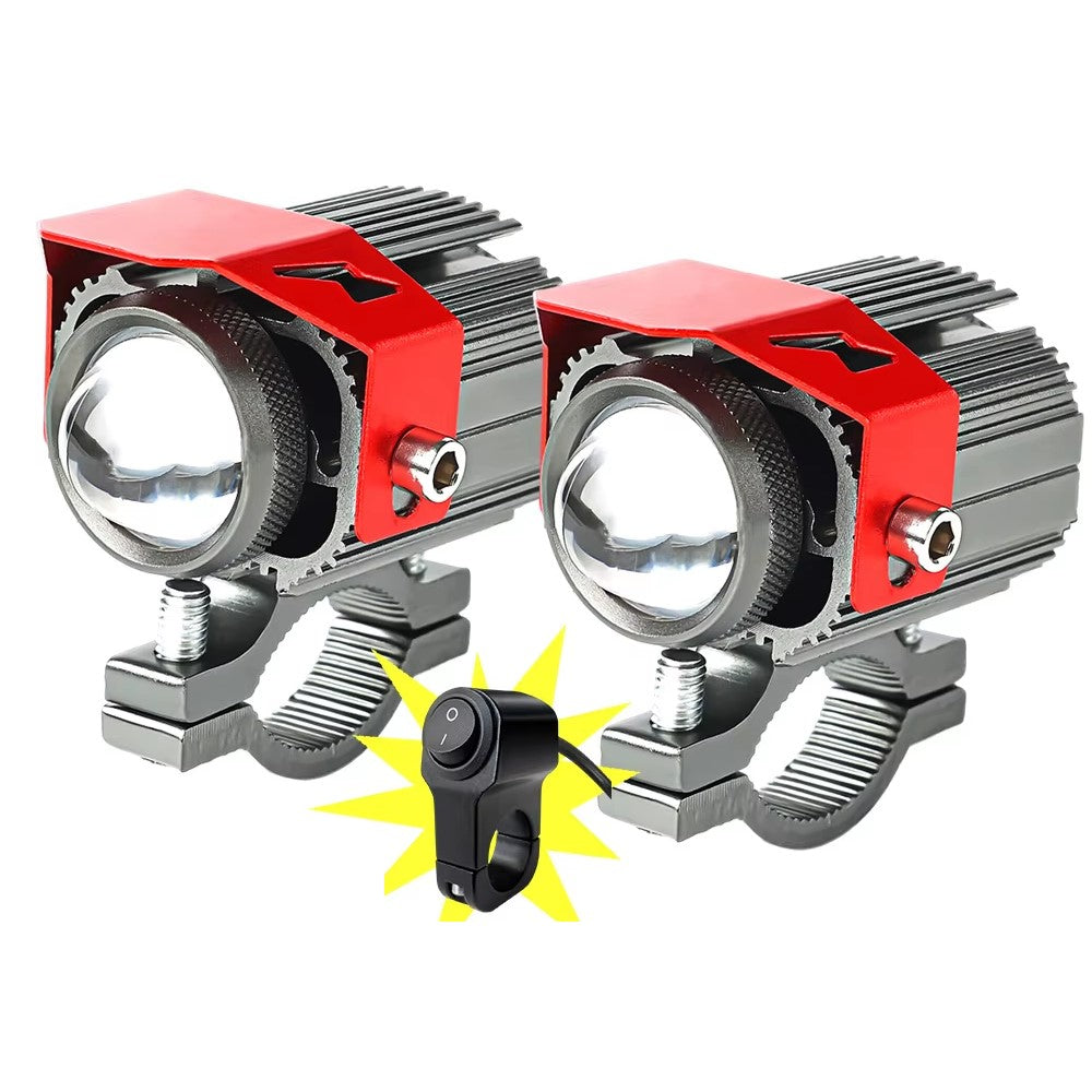 Kit 2 feux LED additionnels pour moto 12V à 80V, étanches avec fixation guidon et bouton au guidon