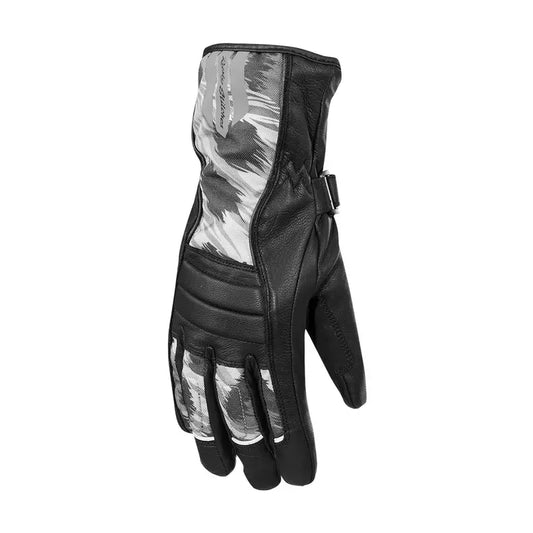 Gants moto hiver femme Rusty Stitches Bianca, cuir de chèvre élégant, protections CE et réflectifs.