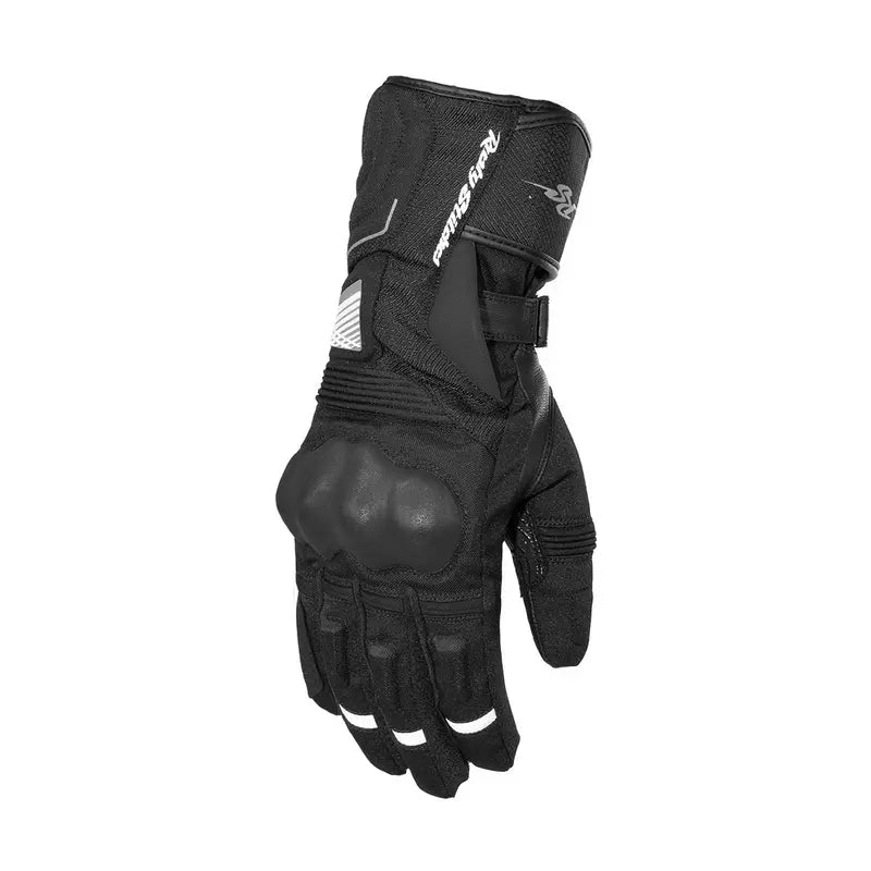 Gants moto hiver homme Rusty Stitches Ryder noirs, cuir, protections Sas Tech et réfléchissants.
