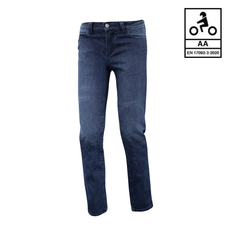 Jean moto homme ARMALITH bleu homologué CE niveau AA avec protections genoux et hanches