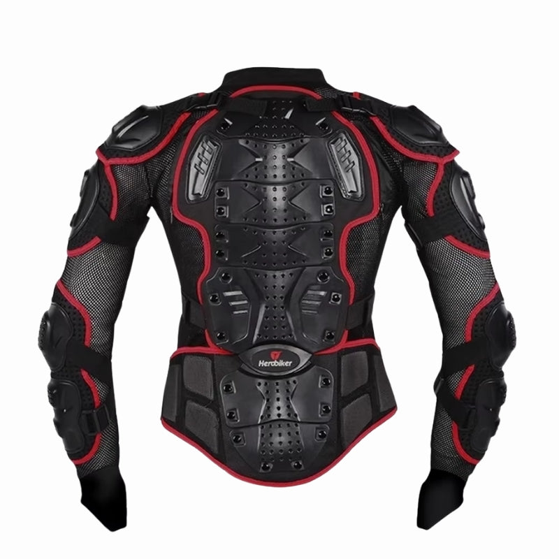 pare-pierre motocross noir et rouge avec protection dorsale amovible respirant réglable homme femme S à 5XL