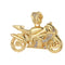 Pendentif moto sportive plaqué or, cristaux scintillants, style urbain et "bling-bling" chic.