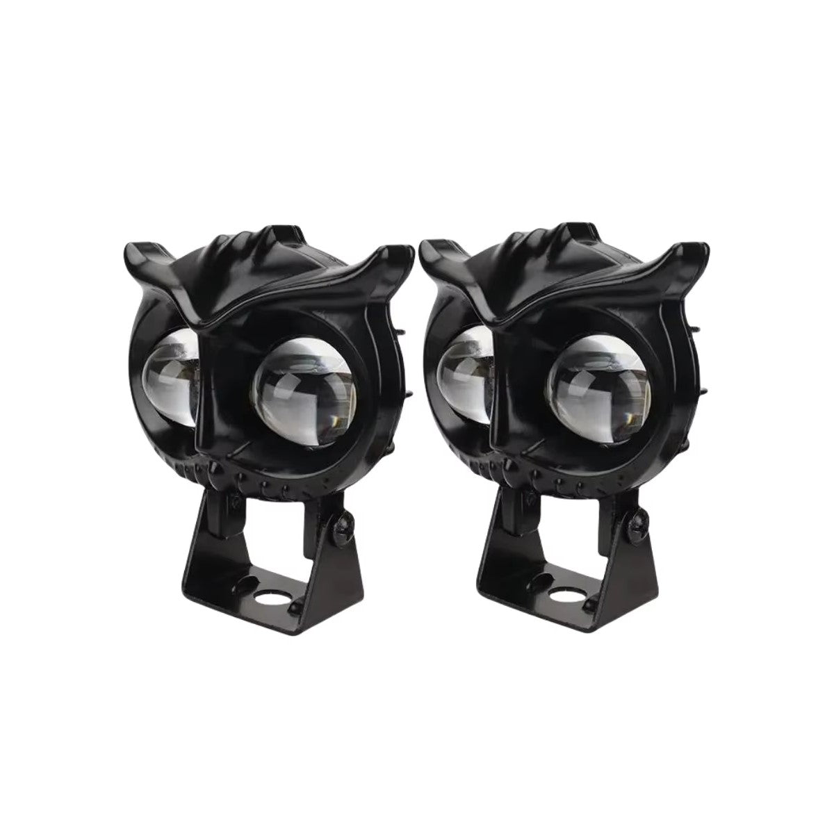 Paire de phares LED additionnels moto vintage au design hibou rétro