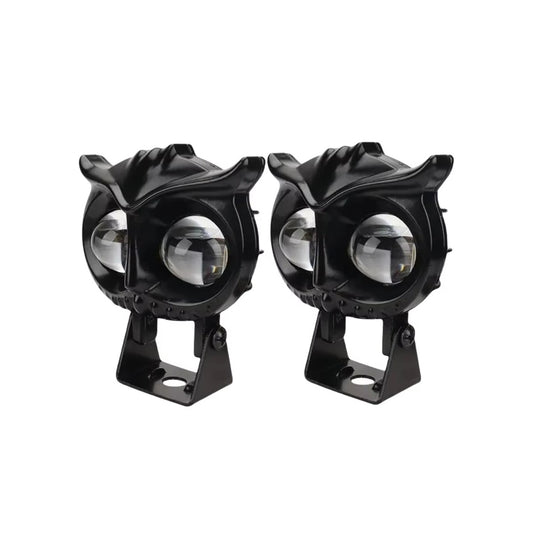Paire de phares LED additionnels moto vintage au design hibou rétro