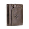 Portefeuille homme en cuir marron avec languette et couture vintage – format vertical et compartiments multiples
