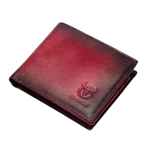 portefeuille homme en cuir rouge bordeaux effet patiné au style raffiné et original