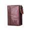 portefeuille homme en cuir marron avec triple fermeture éclair et design pratique