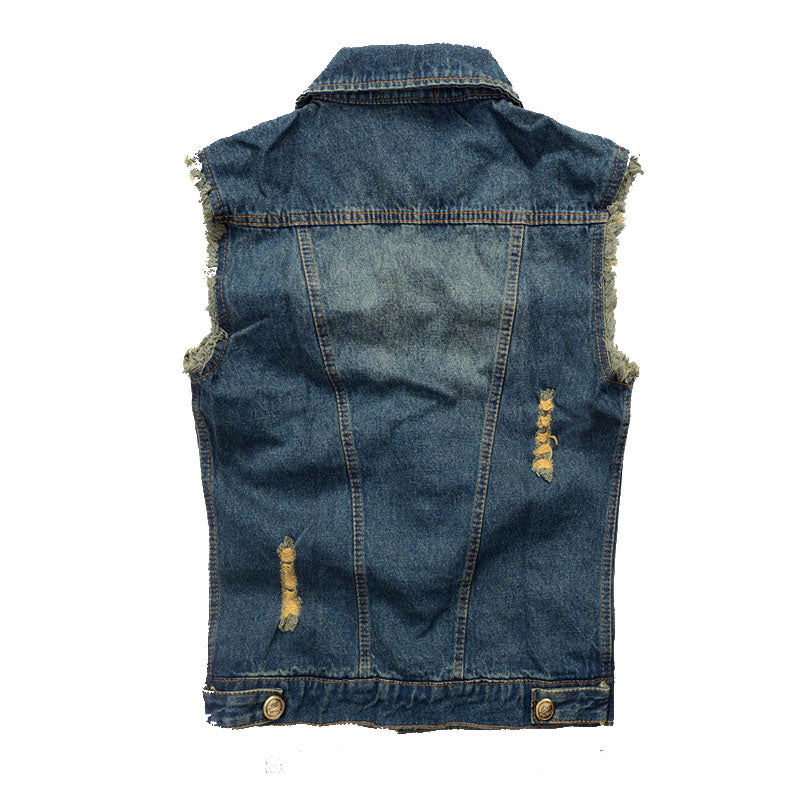 Veste Jean Sans Manche Biker dos | Boutique biker