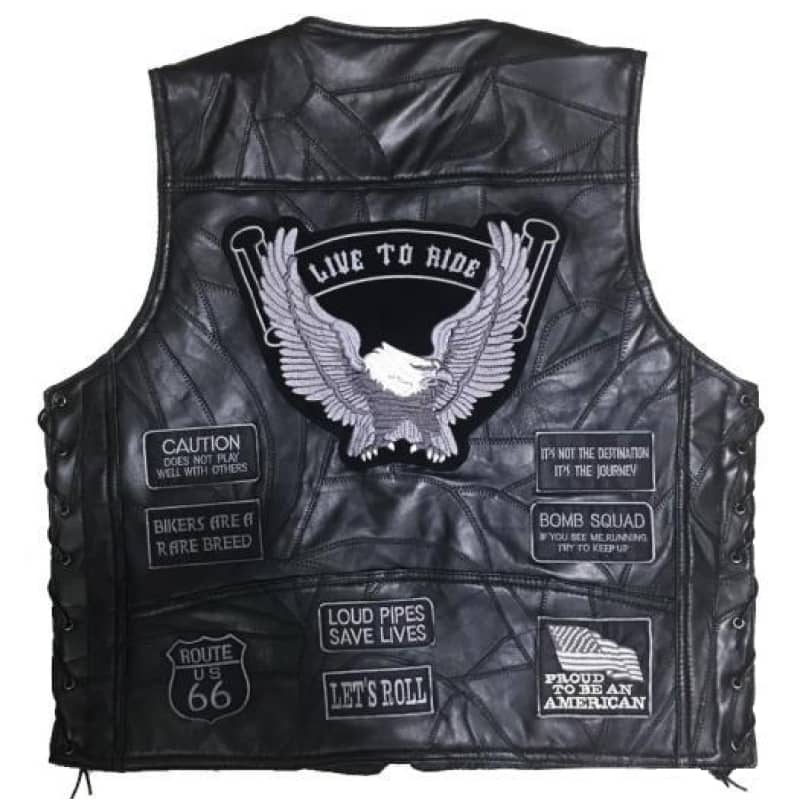 Gilet cuir biker avec patch | Boutique biker