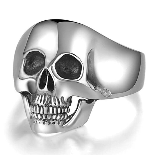 Bague tête de mort en argent pour homme et femme au style biker gothique