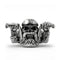 Bague motard en acier inoxydable avec crâne et guidon moto pour homme et femme