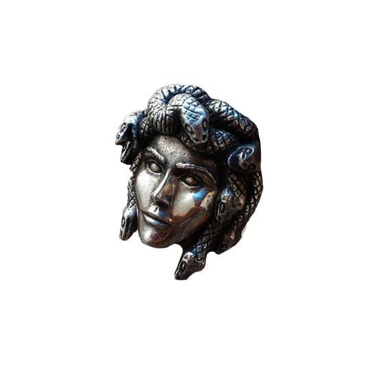 Bague serpent tête de Méduse pour homme et femme en acier inoxydable, style gothique argenté