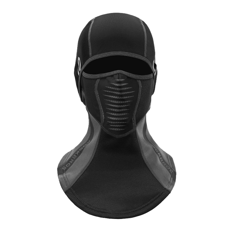 Cagoule moto noir polaire en polyester, thermique, coupe-vent et respirante, avec bande réfléchissante pour meilleure visibilité, compatible casque et unisexe