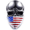 Chevalière biker homme tête de mort avec drapeau USA en acier inoxydable