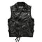 Gilet en cuir sans manche pour homme biker avec poches zippées, cuir de vachette semi-épais et fermeture éclair