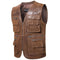 Gilet en cuir marron pour homme motard biker
