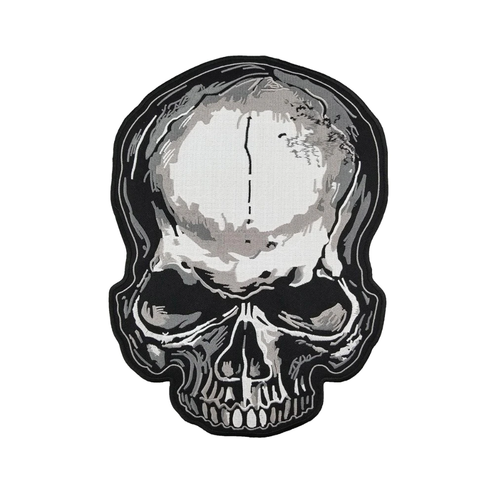 Patch biker crâne brodé 3D à coudre sur veste, sac ou gilet