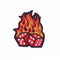 Patch biker à coudre motif dés enflammés brodé rouge et jaune pour veste motard
