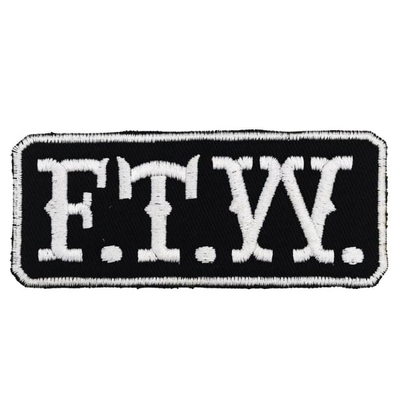 Patch FTW biker brodé 3D noir et blanc à coudre sur veste motard
