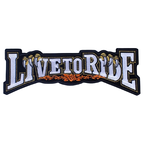 Écusson biker "Live to Ride" brodé 3D à coudre sur veste ou sac
